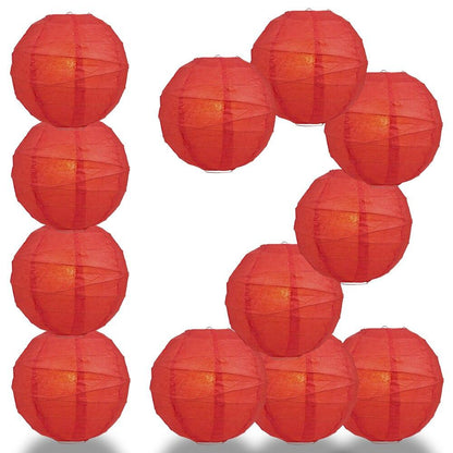 BULK PACK (12) 20" Red Round Paper Lantern, Crisscross Ribbing, Chinese Hanging Wedding & Party Decoration - PaperLanternStore.com - Paper Lanterns, Decor, Party Lights & More