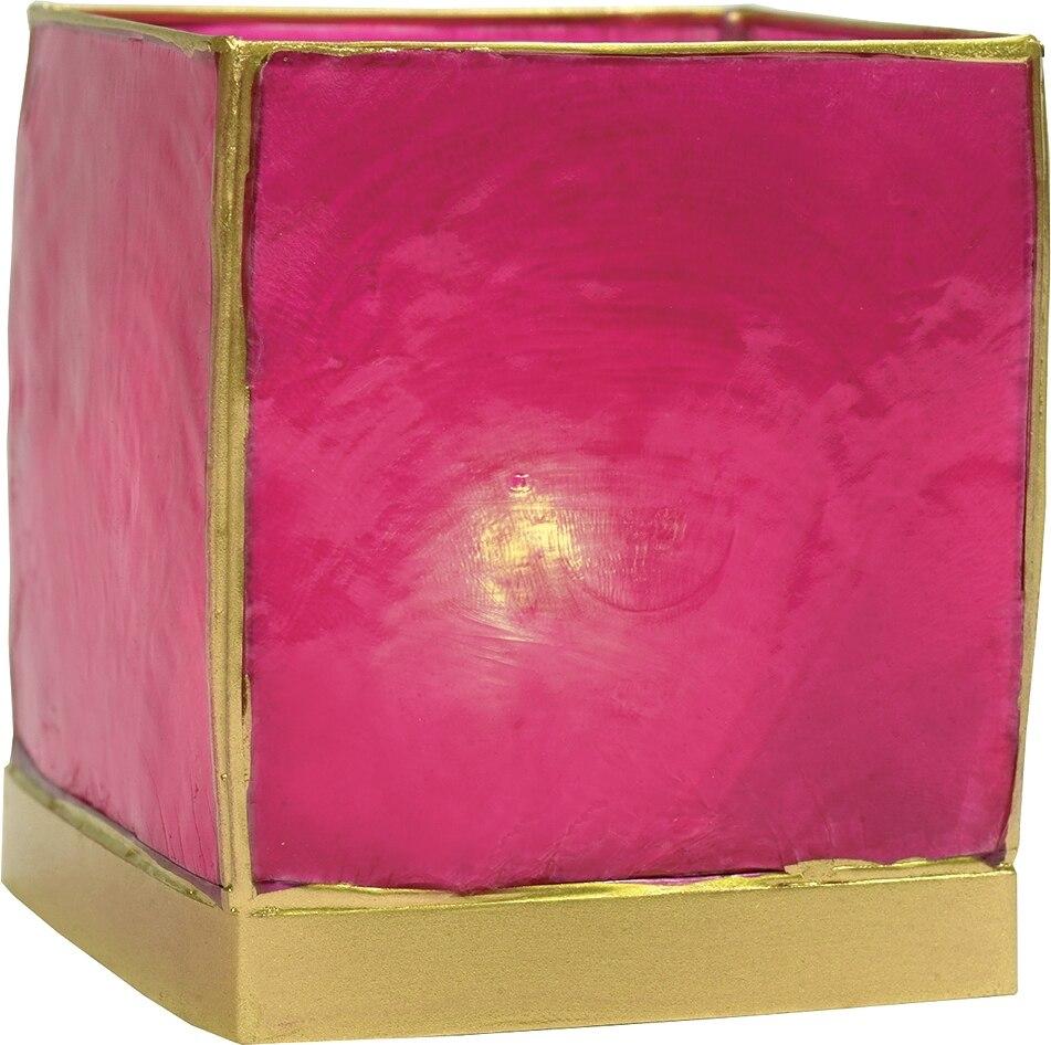 Fuchsia Pink & Gold Luana Capiz Square Candle Holder - PaperLanternStore.com - Paper Lanterns, Decor, Party Lights & More