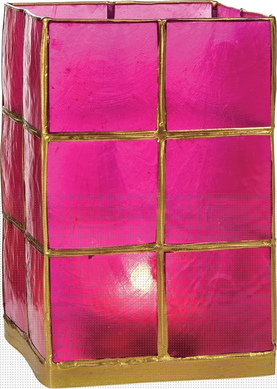 Fuchsia Pink & Gold Moku Tall Capiz Candle Holder - PaperLanternStore.com - Paper Lanterns, Decor, Party Lights & More
