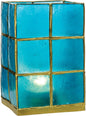Turquoise Blue & Gold Moku Tall Capiz Candle Holder - PaperLanternStore.com - Paper Lanterns, Decor, Party Lights & More