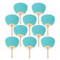 9" Water Blue Paddle Paper Hand Fans for Weddings (10 Pack)