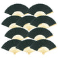 9" Black Silk Hand Fans for Weddings (10 Pack)