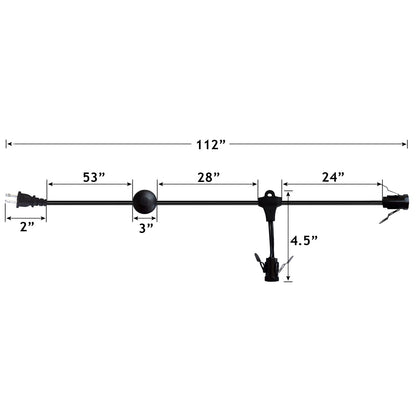 2-Socket E12 Lamp Cord for Standing Floor Lamp with Foot Switch, 9 FT (CORD ONLY)