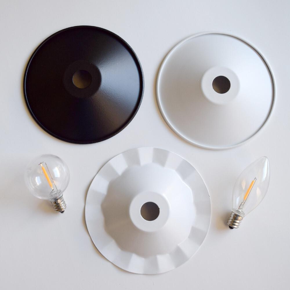 Scallop Patio Metal Light Bulb Shade for Outdoor Commercial String Lights, E12, White - PaperLanternStore.com - Paper Lanterns, Decor, Party Lights & More