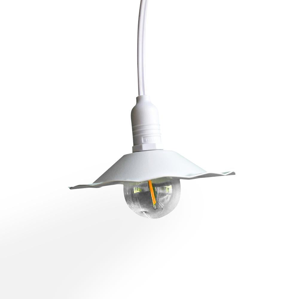 Scallop Patio Metal Light Bulb Shade for Outdoor Commercial String Lights, E12, White - PaperLanternStore.com - Paper Lanterns, Decor, Party Lights & More