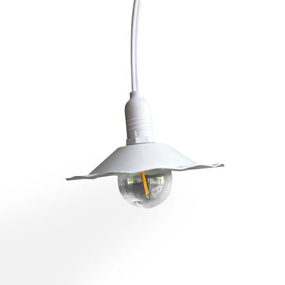 Scallop Patio Metal Light Bulb Shade for Outdoor Commercial String Lights, E12, White - PaperLanternStore.com - Paper Lanterns, Decor, Party Lights & More