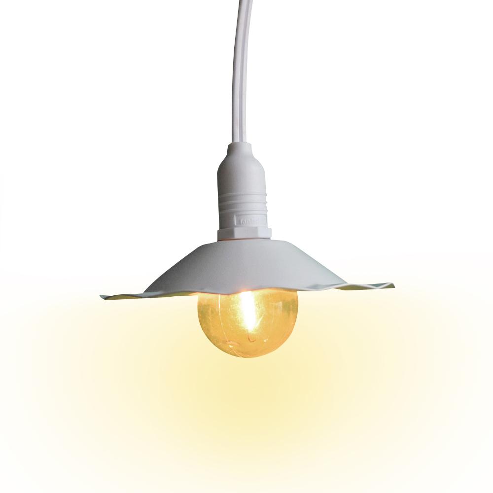 Scallop Patio Metal Light Bulb Shade for Outdoor Commercial String Lights, E12, White - PaperLanternStore.com - Paper Lanterns, Decor, Party Lights & More