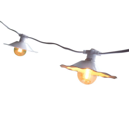 Scallop Patio Metal Light Bulb Shade for Outdoor Commercial String Lights, E12, White - PaperLanternStore.com - Paper Lanterns, Decor, Party Lights & More