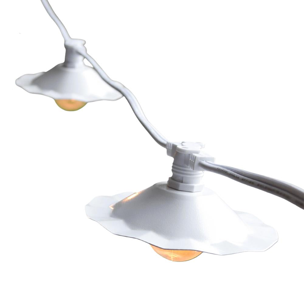 Scallop Patio Metal Light Bulb Shade for Outdoor Commercial String Lights, E12, White - PaperLanternStore.com - Paper Lanterns, Decor, Party Lights & More