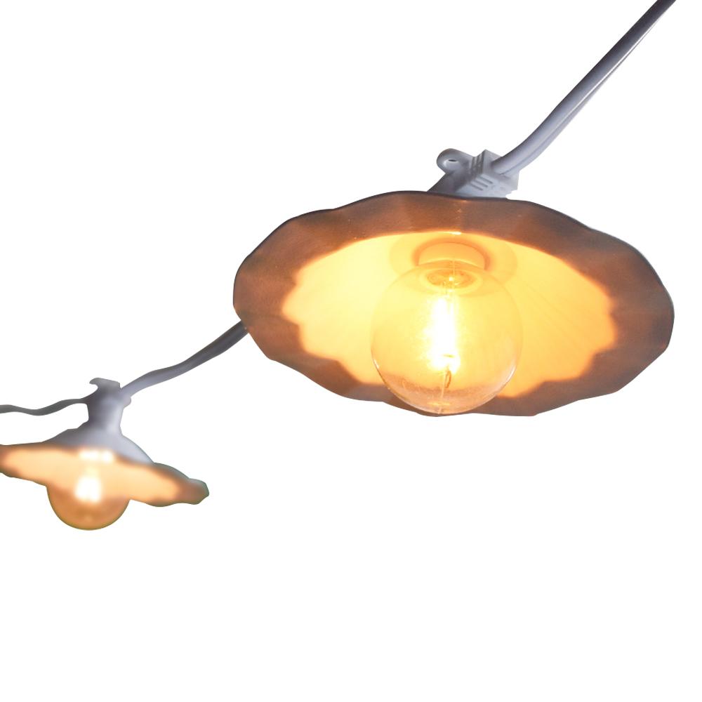 Scallop Patio Metal Light Bulb Shade for Outdoor Commercial String Lights, E12, White - PaperLanternStore.com - Paper Lanterns, Decor, Party Lights & More