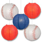 Cleveland Pro Baseball 14-inch Paper Lanterns 5pc Combo Party Pack - Navy Blue & Red - PaperLanternStore.com - Paper Lanterns, Decor, Party Lights & More