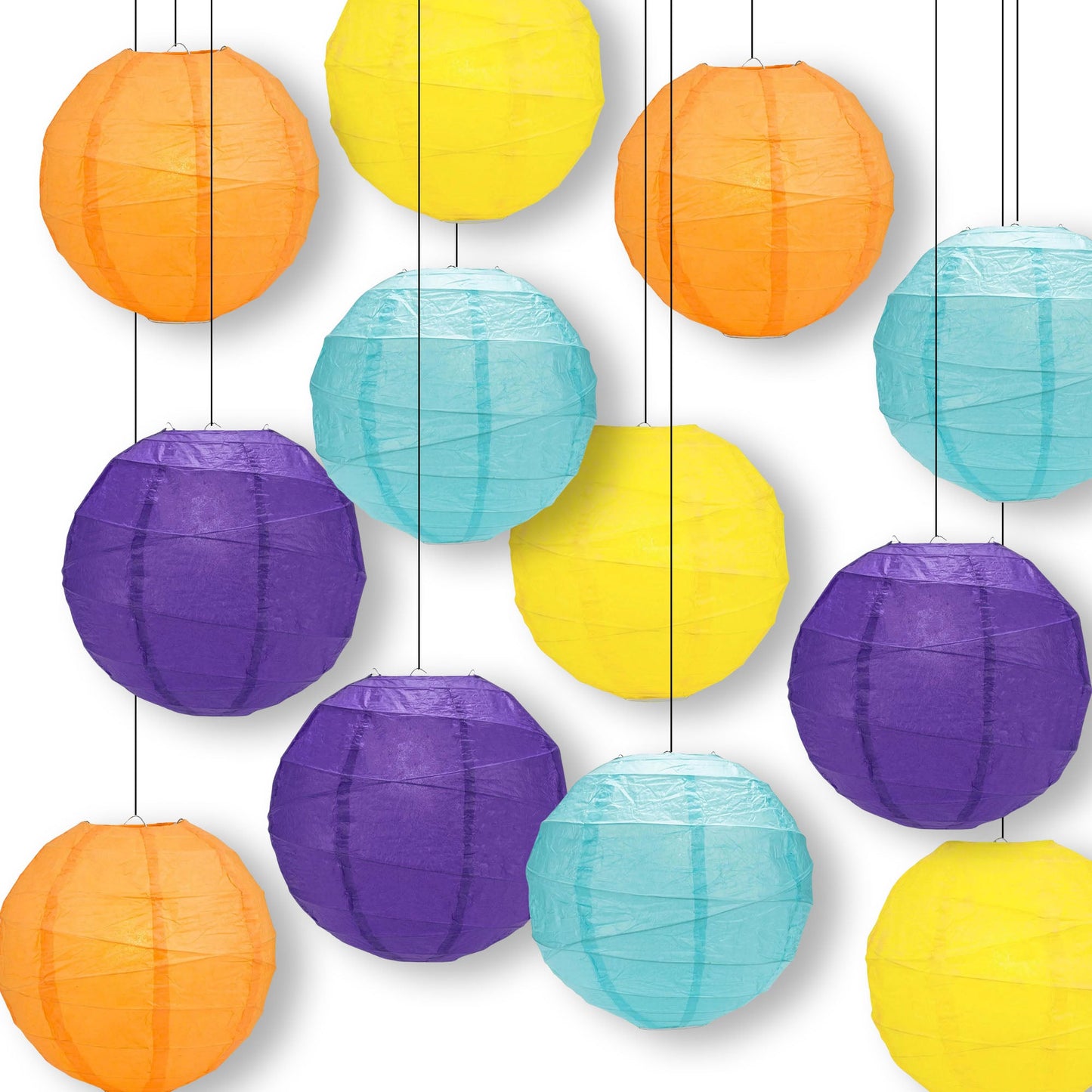 Electric Vibes Crisscross Paper Lantern Combo Variety Set (12 PACK)