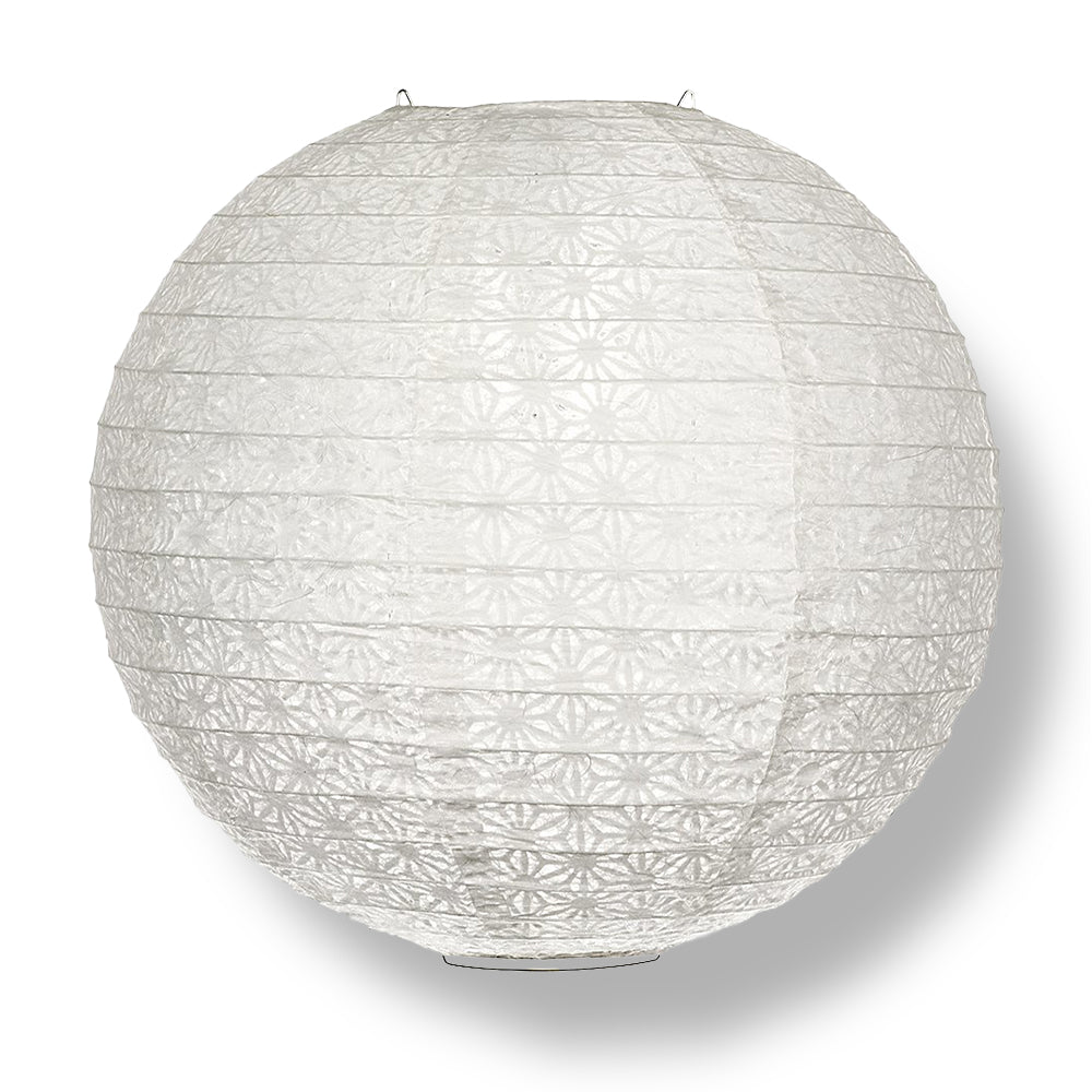 BULK PACK (3) 12" White Daisy Japanese Kozo Unryu Fibrous Paper Lantern Shade, Hanging Decoration - PaperLanternStore.com - Paper Lanterns, Decor, Party Lights & More