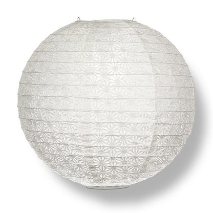 BULK PACK (3) 12" White Daisy Japanese Kozo Unryu Fibrous Paper Lantern Shade, Hanging Decoration - PaperLanternStore.com - Paper Lanterns, Decor, Party Lights & More