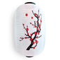 Large Japanese Style Nylon Lantern with Plum Tree Blossoms, White (12"W x 19.5"H)