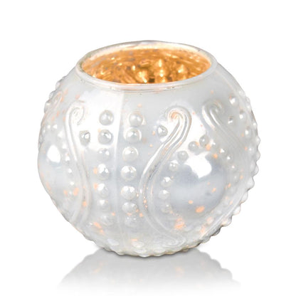 6 Pack | Vintage Mercury Glass Vase and Candle Holders (3.25-Inches, Small Josephine Design, Pearl White) - Use with Tea lights - for Home Décor, Parties and Weddings - PaperLanternStore.com - Paper Lanterns, Decor, Party Lights & More