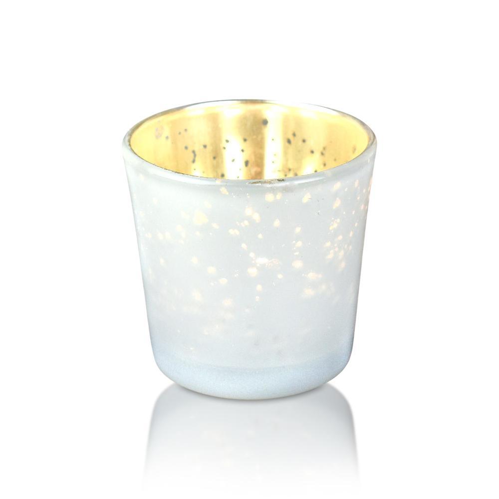 Best of Show Mercury Glass Tealight Votive Candle Holders (Pearl White, Set of 4, Assorted Styles) - for Weddings, Events, Parties, and Home Décor, Ideal Housewarming Gift - PaperLanternStore.com - Paper Lanterns, Decor, Party Lights & More