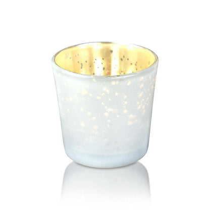 Best of Show Mercury Glass Tealight Votive Candle Holders (Pearl White, Set of 4, Assorted Styles) - for Weddings, Events, Parties, and Home Décor, Ideal Housewarming Gift - PaperLanternStore.com - Paper Lanterns, Decor, Party Lights & More