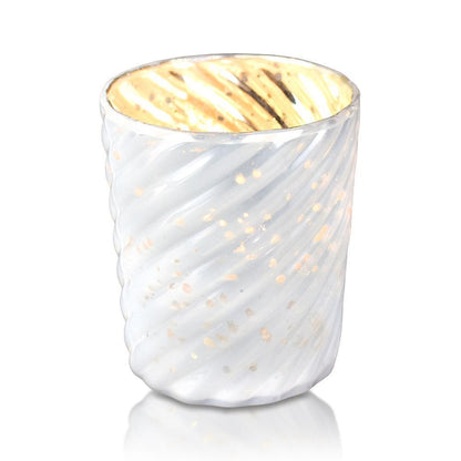 Mercury Glass Candle Holder (3-Inch, Grace Design, Pearl White) - for use with Tea Lights - for Home Décor, Parties and Wedding Decorations - PaperLanternStore.com - Paper Lanterns, Decor, Party Lights & More