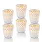 6 Pack | Vintage Mercury Glass Tealight Holders (2.5-Inch, Zariah Design, Pearl White) - For Use with Tea Lights - For Home Decor, Parties and Wedding Decorations - PaperLanternStore.com - Paper Lanterns, Decor, Party Lights & More