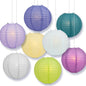 8" Assorted Colors Round Paper Lanterns, Even Ribbing (8-Pack)