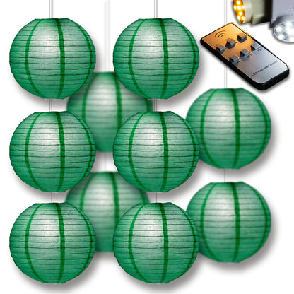 MoonBright Arcadia Teal Paper Lantern 10pc Party Pack with Remote Controlled LED Lights Included