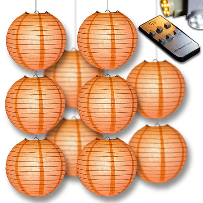 MoonBright Roseate Pink Coral Paper Lantern 10pc Party Pack with Remote Controlled LED Lights Included