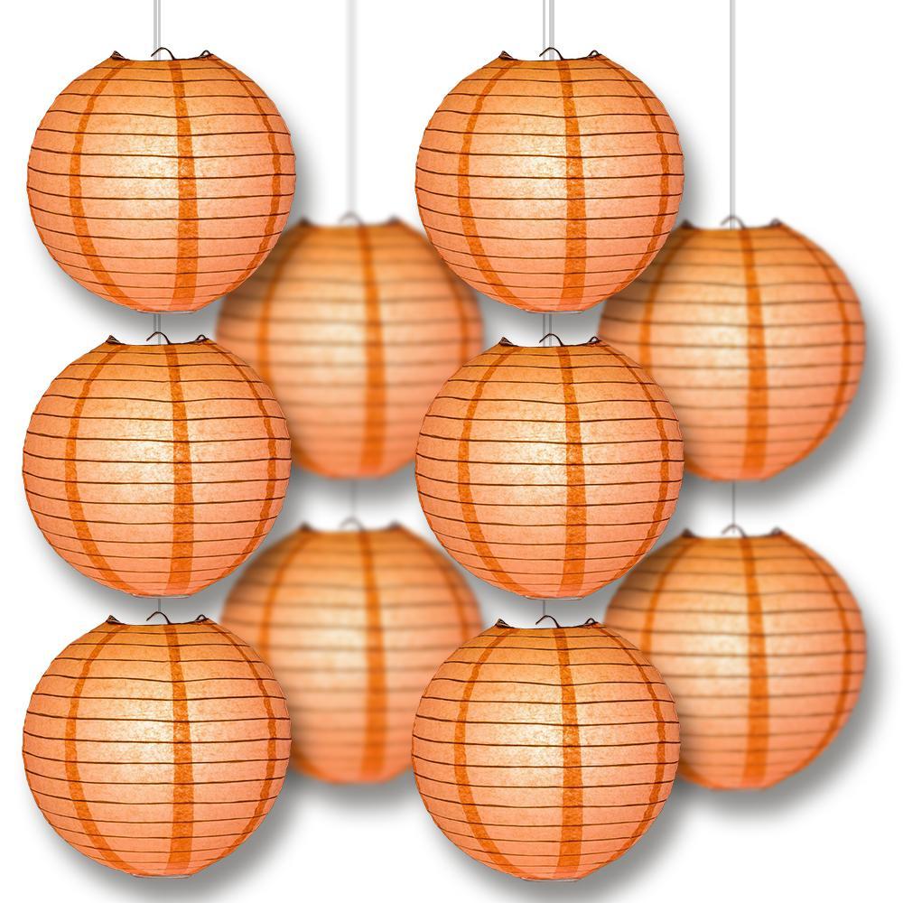 MoonBright Roseate Pink Coral Paper Lantern 10pc Party Pack with Remote Controlled LED Lights Included - PaperLanternStore.com - Paper Lanterns, Decor, Party Lights & More