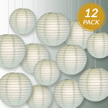 12-PC Arctic Spa Blue Paper Lantern Chinese Hanging Wedding & Party Assorted Decoration Set, 12/10/8-Inch - PaperLanternStore.com - Paper Lanterns, Decor, Party Lights & More