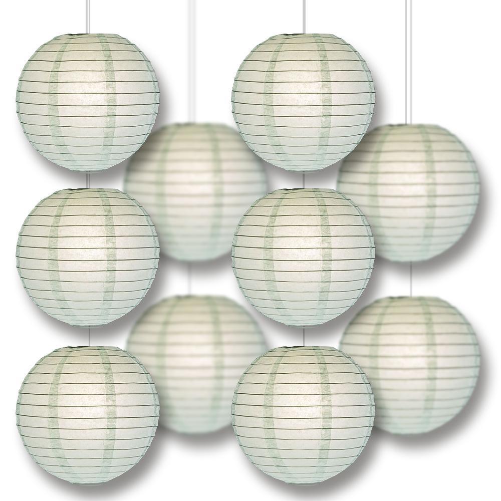 MoonBright Arctic Spa Blue Paper Lantern 10pc Party Pack with Remote Controlled LED Lights Included - PaperLanternStore.com - Paper Lanterns, Decor, Party Lights & More