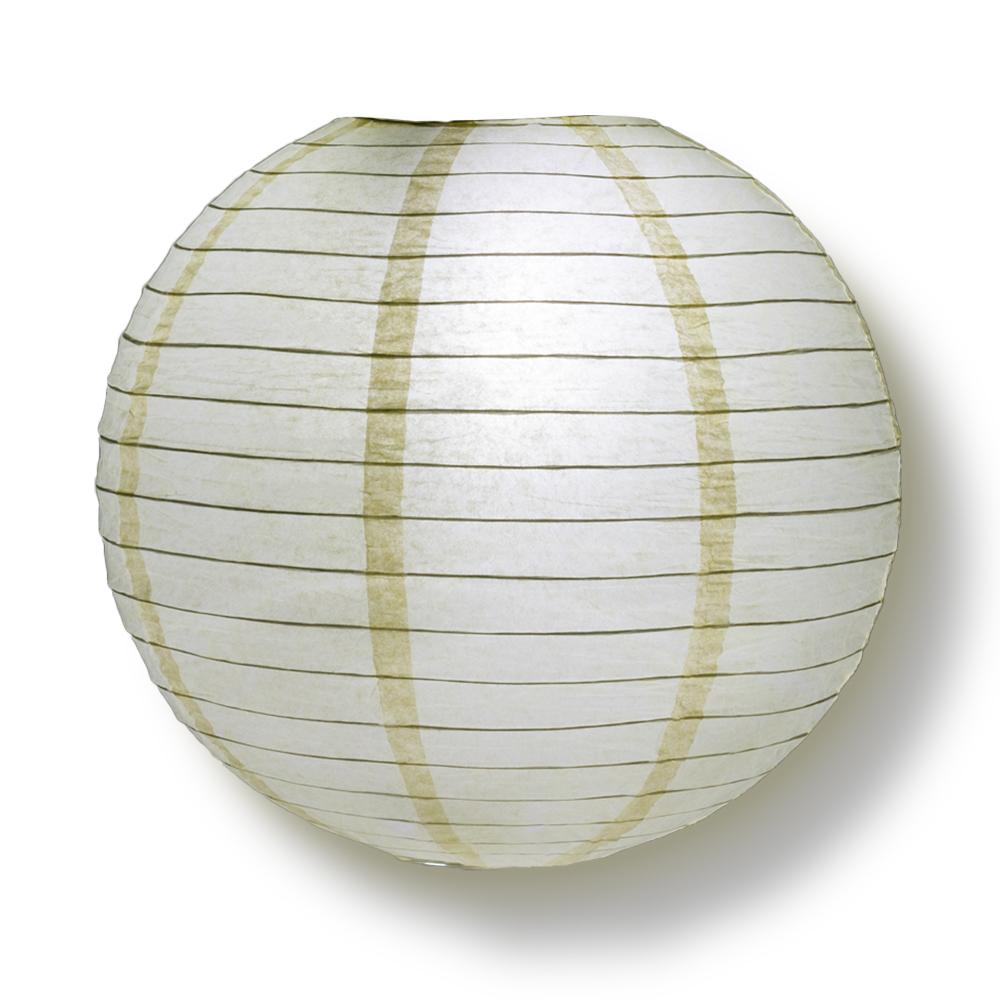 4 Inch Ivory Parallel Ribbing Round Paper Lantern (10 PACK) - PaperLanternStore.com - Paper Lanterns, Decor, Party Lights & More