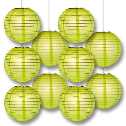 MoonBright Light Lime Green Paper Lantern 10pc Party Pack with Remote Controlled LED Lights Included - PaperLanternStore.com - Paper Lanterns, Decor, Party Lights & More