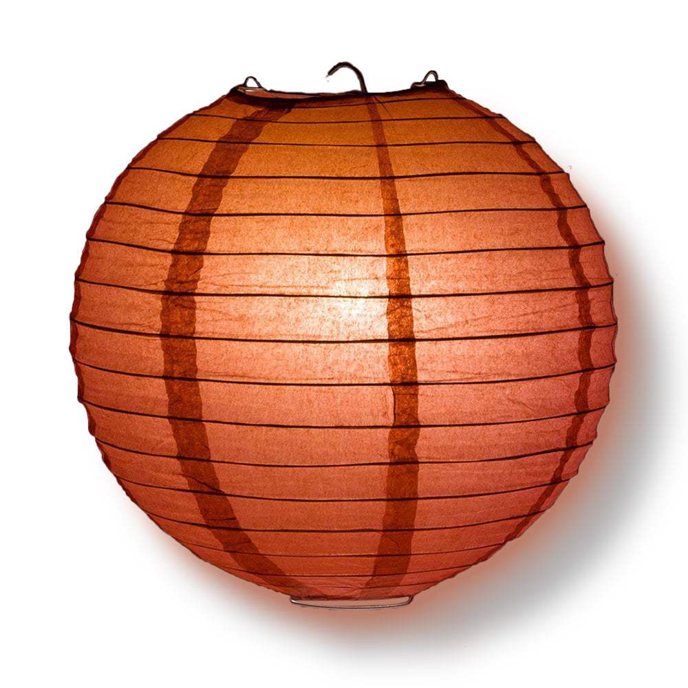 BULK PACK (12) 42" Marsala / Burgundy Wine Round Paper Lantern, Even Ribbing, Chinese Hanging Wedding & Party Decoration