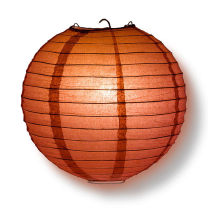 BULK PACK (12) 42" Marsala / Burgundy Wine Round Paper Lantern, Even Ribbing, Chinese Hanging Wedding & Party Decoration