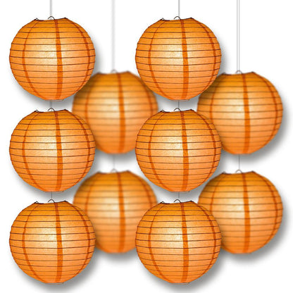 MoonBright Peach Orange Coral Paper Lantern 10pc Party Pack with Remote Controlled LED Lights Included - PaperLanternStore.com - Paper Lanterns, Decor, Party Lights & More