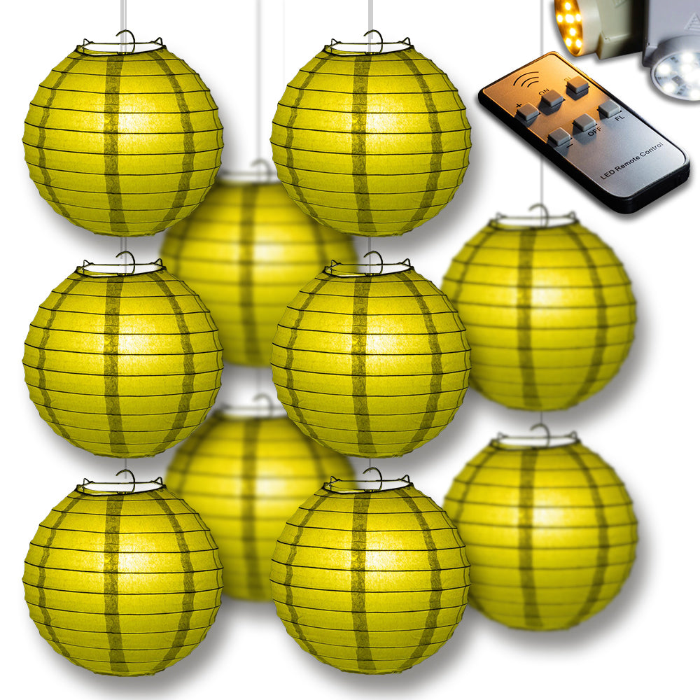 MoonBright Pear Paper Lantern 10pc Party Pack with Remote Controlled LED Lights Included