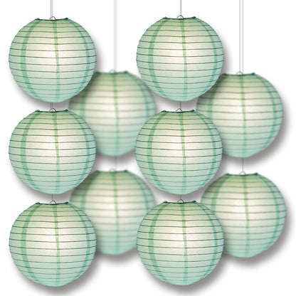 MoonBright Cool Mint Green Paper Lantern 10pc Party Pack with Remote Controlled LED Lights Included - PaperLanternStore.com - Paper Lanterns, Decor, Party Lights & More