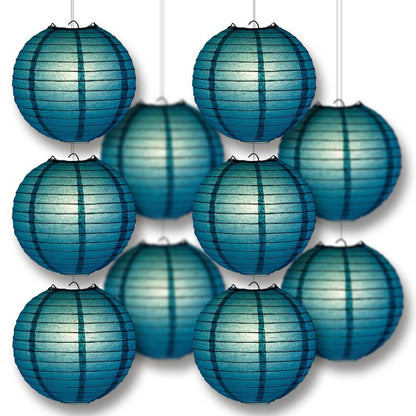 MoonBright Tahiti Teal Paper Lantern 10pc Party Pack with Remote Controlled LED Lights Included - PaperLanternStore.com - Paper Lanterns, Decor, Party Lights & More