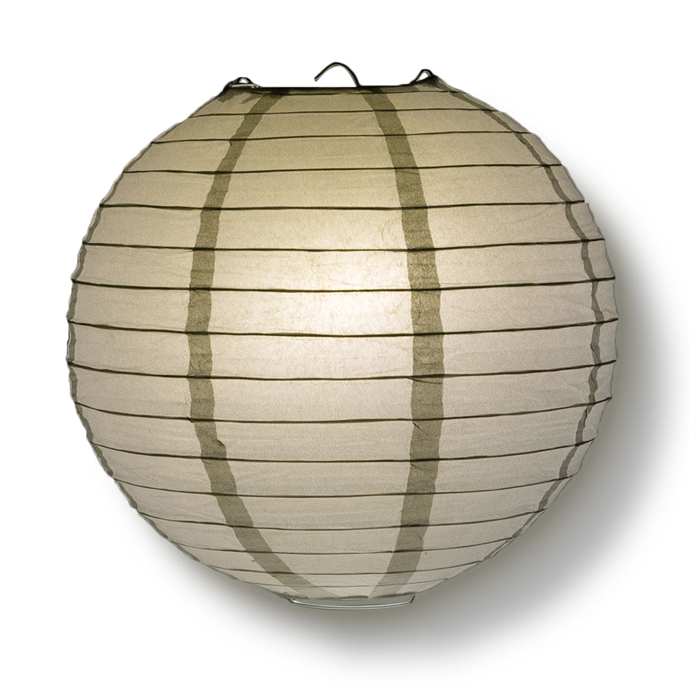 30" Silver Jumbo Round Paper Lantern, Even Ribbing, Chinese Hanging Wedding & Party Decoration - PaperLanternStore.com - Paper Lanterns, Decor, Party Lights & More