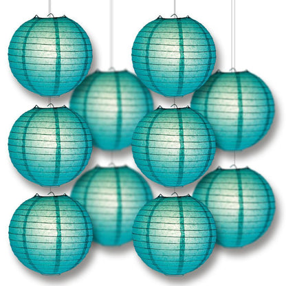 MoonBright Teal Green Paper Lantern 10pc Party Pack with Remote Controlled LED Lights Included - PaperLanternStore.com - Paper Lanterns, Decor, Party Lights & More