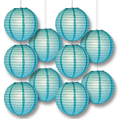 MoonBright Water Blue Paper Lantern 10pc Party Pack with Remote Controlled LED Lights Included - PaperLanternStore.com - Paper Lanterns, Decor, Party Lights & More