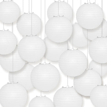 BULK PACK (100) 24" White Round Paper Lantern, Even Ribbing, Chinese Hanging Wedding & Party Decoration - PaperLanternStore.com - Paper Lanterns, Decor, Party Lights & More