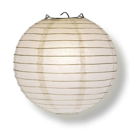 30" White Jumbo Round Paper Lantern, Even Ribbing, Chinese Hanging Wedding & Party Decoration
