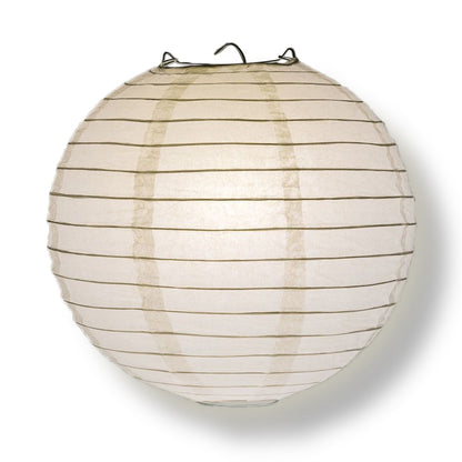 BULK PACK (10) 12" White Round Paper Lanterns, Even Ribbing, Hanging Decoration - PaperLanternStore.com - Paper Lanterns, Decor, Party Lights & More
