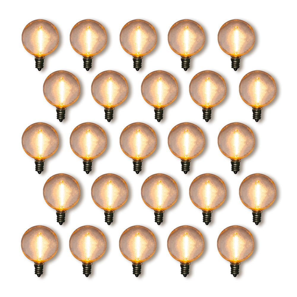 25-Pack LED Filament G40 Globe Shatterproof Light Bulb, Dimmable, 1W,  E12 Candelabra Base