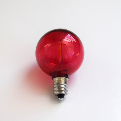 10-PACK Red LED Filament G40 Globe Shatterproof Energy Saving Color Light Bulb, Dimmable, 1W,  E12 Candelabra Base