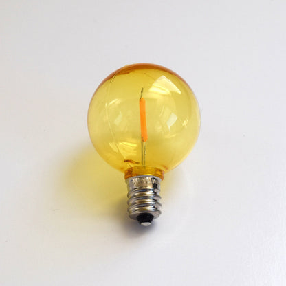 Yellow LED Filament G40 Globe Shatterproof Energy Saving Color Light Bulb, Dimmable, 1W,  E12 Candelabra Base