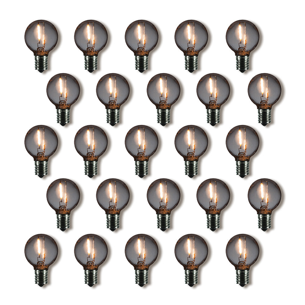 25-Pack LED Filament G40 Globe Shatterproof Light Bulb, Dimmable, 1W,  E17 Intermediate Base