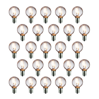 25-Pack LED Filament G40 Globe Shatterproof Light Bulb, Dimmable, 1W,  E17 Intermediate Base