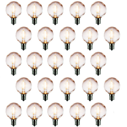 25-Pack LED Filament G50 Globe Shatterproof Light Bulb, Dimmable, 1W,  E17 Intermediate Base